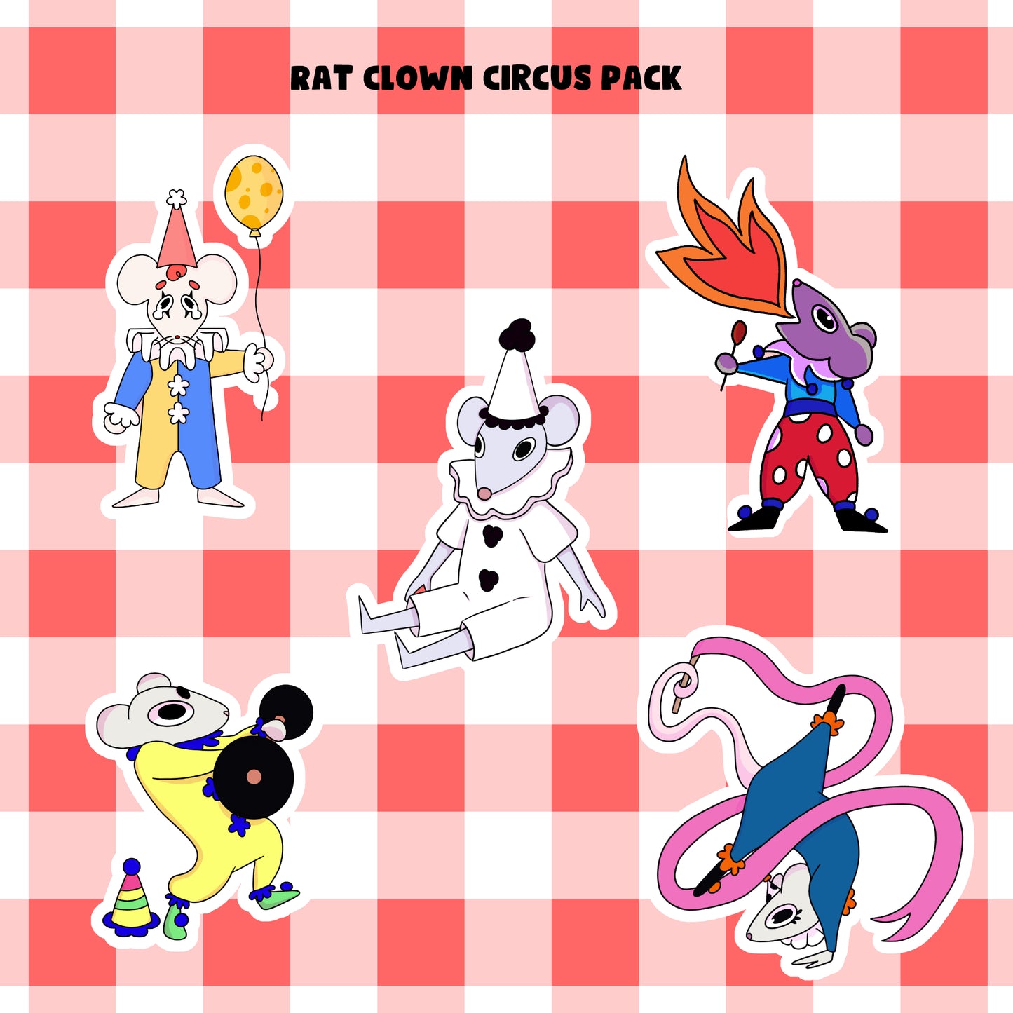 Rat Clown Circus Sticker Pack #1