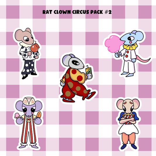 Rat Clown Circus Sticker Pack #2