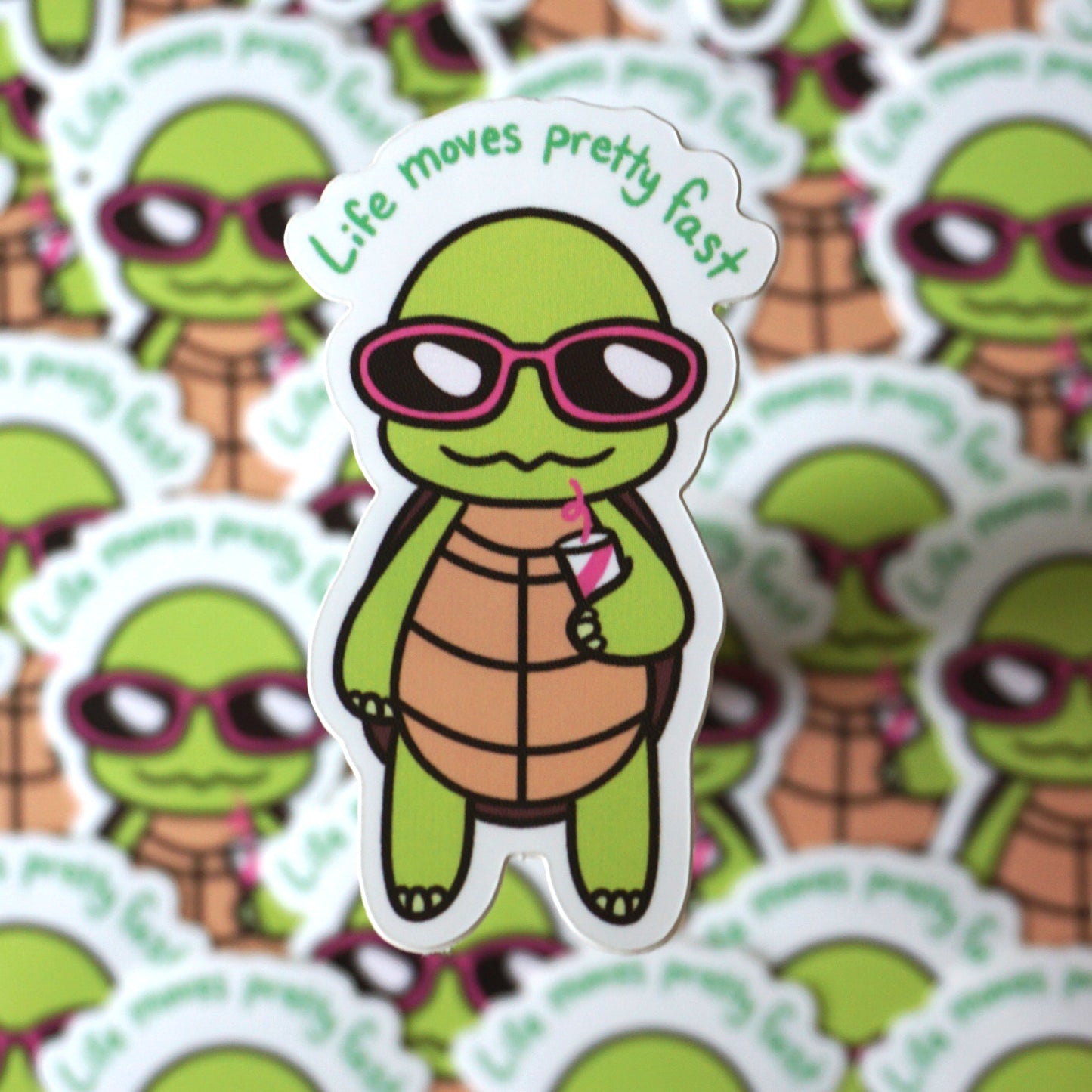 "Life Moves Pretty Fast" Turtle Sticker